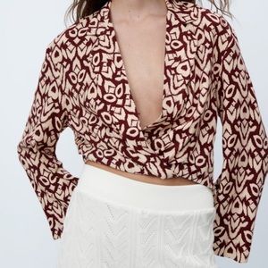 Zara Printed Wrap Blouse